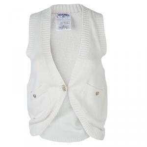 Pre Owned Chanel Cream Cashmere Vest S