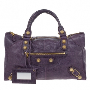 Pre Owned Balenciaga Purple Lambskin Giant Work
