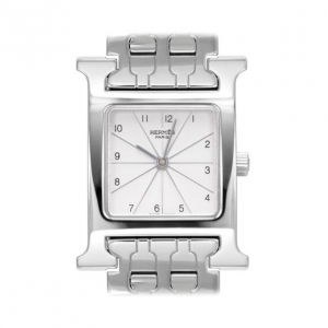 Pre Owned Hermes Heure H SS White Ladies Wristwatch