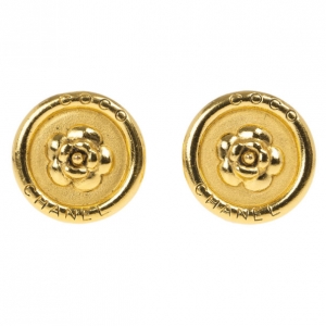 Pre Owned Chanel Coco Camelia Botton Earrings