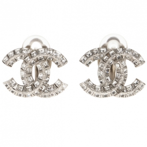 Pre Owned Chanel CC Crystal Earrings