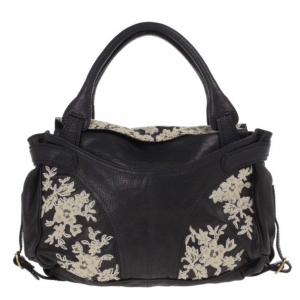 Pre Owned Valentino Black Leather Urban Lace Satchel