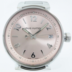 Pre Owned Louis Vuitton Tambour SS Pink Ladies Wristwatch 