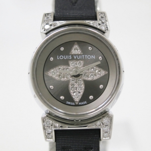 Pre Owned Louis Vuitton Tambour Bijou Diamond SS Ladies Wristwatch 