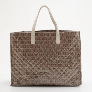 Pre Owned Fendi Brown PVC Quilt Zucca Tote