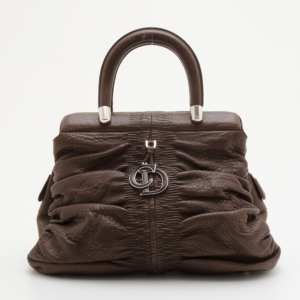 Pre Owned Christian Dior Brown Leather Karenina Hermitage Bag