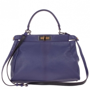 Pre Owned Fendi Purple Leather Mini Peekaboo
