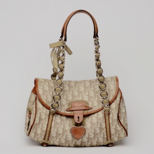 Pre Owned Christian Dior Monogram Romantique Trotter Flap Bag