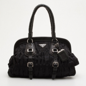 Pre Owned Prada Tessuto Gaufre Nylon Framed Satchel