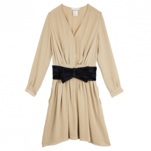 Pre Owned Chloe Bow Gathered Silk Dress M
