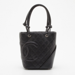 Pre Owned Chanel Black Quilted Ligne Cambon Medium Tote