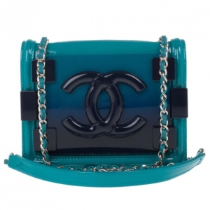Pre Owned Chanel Turquoise Boy Brick Flap Bag