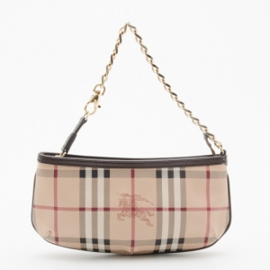 Pre Owned Burberry Haymarket Check Chain Link Wristlet