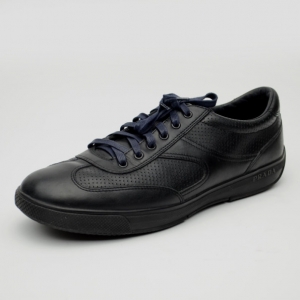 Pre Owned Prada Sport Black Leather Low Profile Sneakers Size 42