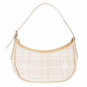 Pre Owned Burberry Pink Canvas Haymarket Check Shoulder Bag