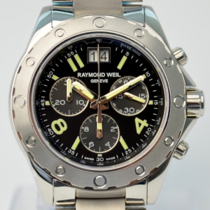 Pre Owned Raymond Weil Tango Black Chronograph Mens Watch