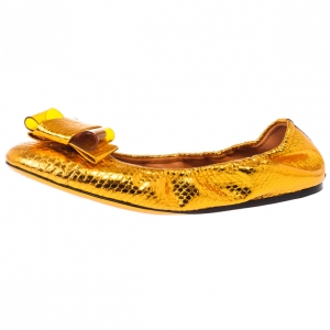 Pre Owned Burberry Orange Python Surrey Ballet Flats Size 39