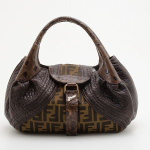 Pre Owned Fendi Zucca Turtle Small Spy Bag