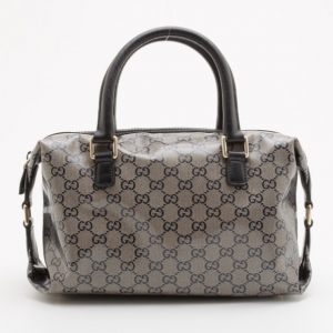 Pre Owned Gucci Grey Crystal Lame Joy Boston Satchel
