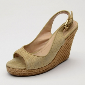 Pre Owned Fendi Espadrilles Slingback Wedges Size 37.5