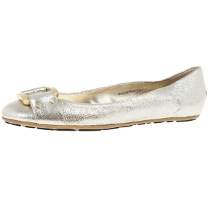 Pre Owned Jimmy Choo Metallic Morse Ballet Flats Size 38