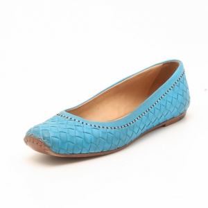 Pre Owned Bottega Veneta Blue Intrecciato Ballerina Flats Size 37