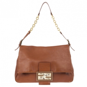 Pre Owned Fendi Brown Leather Big Mama Shoulder Bag