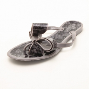 Pre Owned Valentino Grey Lace Jelly Thong Flip Flops Size 35