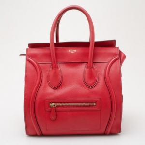 Pre Owned Celine Red Mini Luggage Leather Tote