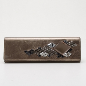 Pre Owned Gucci Metallic 'Broadway' Bejewelled Clutch