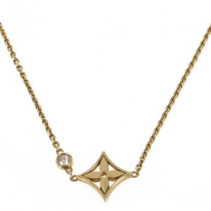 Pre Owned Louis Vuitton Monogram Idylle Pendant Necklace 18K Yellow Gold and Diamond
