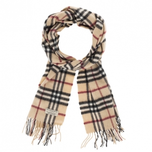 Pre Owned Burberry Beige Novacheck Cashmere and Wool Scarf