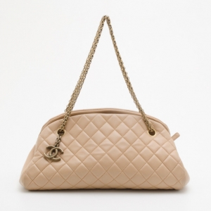 Pre Owned Chanel Large Mademoiselle Lambskin Chain Tote in Brushed Gold HW