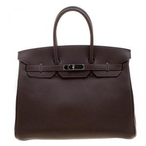 Hermes Cacao Togo Leather Palladium Hardware Birkin 35 Bag