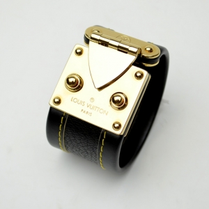 Pre Owned Louis Vuitton Leather Lock Bracelet