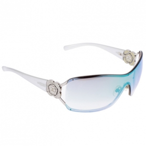 Pre Owned Chanel Vintage Silver Camelia Shield Sunglasses