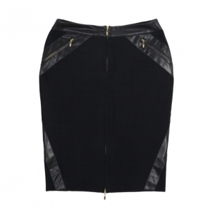 Pre Owned Versace Black Leather Trim Skirt S