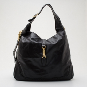 Pre Owned Gucci Black Leather New Jackie Hobo 