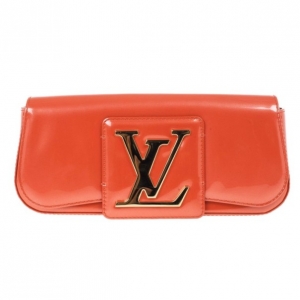 Pre Owned Louis Vuitton Orange Patent Leather Sobe Clutch