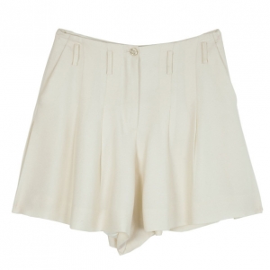 Pre Owned Chanel Cream Skater Skirt M