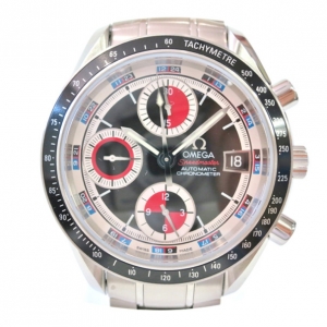 Pre Owned Omega Speedmaster SS Black Date Mens Wristwatch