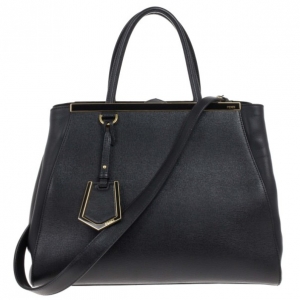 Pre Owned Fendi Black Leather 2Jours Tote