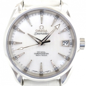 Pre Owned Omega Seamaster Aqua Terra SS/Leather Co-Axial Mens Wristwatch  