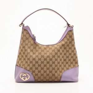 Pre Owned Gucci New Britt Medium Hobo with Purple Trim