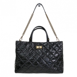 Pre Owned Chanel Black Patent Leather Rita Tote