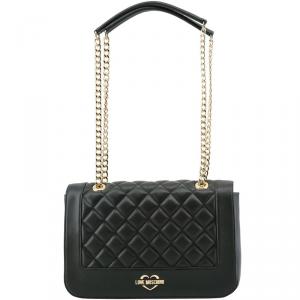 Pre Owned Love Moschino Dark Green Quilted Leather Flap Top Handle Bag