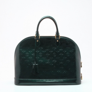 Pre Owned Louis Vuitton Monogram Vernis Bleu Nuit Alma GM Satchel