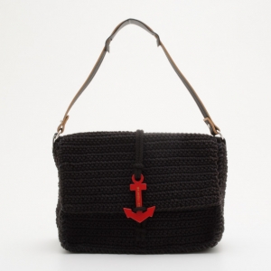 Pre Owned Balenciaga Black Crochet Marine Anchor Shoulder Bag 