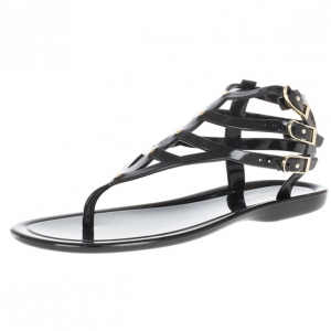 Pre Owned Jimmy Choo Black Jelly Margot Gladiator Sandals Size 39