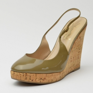 Pre Owned Yves Saint Laurent Patent Slingback Wedges Size 38